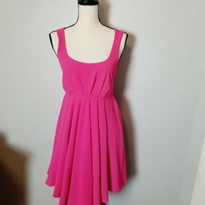 Lulu's Fuchsia Pleated Mini Dress Crepe Size S